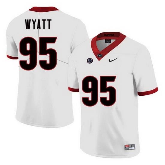 Men Georgia Bulldogs #95 Devonte Wyatt College Football Jerseys Sale-White