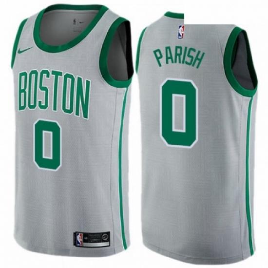 Mens Nike Boston Celtics 0 Robert Parish Swingman Gray NBA Jersey City Edition