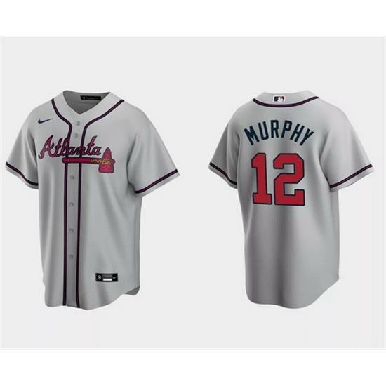 Men Atlanta Braves 12 Sean Murphy Gray Cool Base Stitched Baseball Jersey