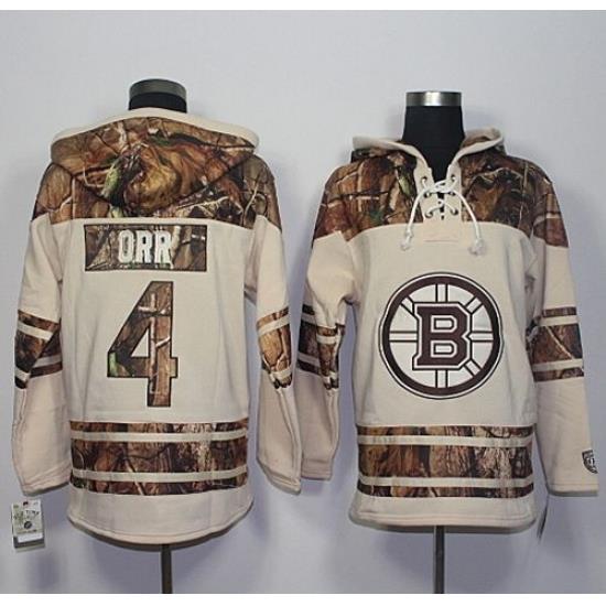 Bruins #4 Bobby Orr Cream Camo Stitched NHL Hoody