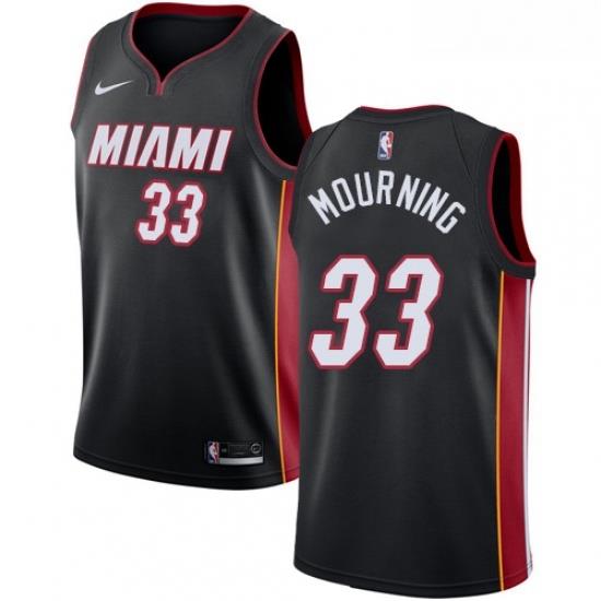 Womens Nike Miami Heat 33 Alonzo Mourning Swingman Black Road NBA Jersey Icon Edition