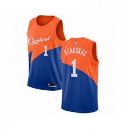 Youth Cleveland Cavaliers 1 Nik Stauskas Swingman Blue Basketball Jersey City Edition