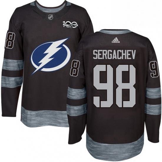 Mens Adidas Tampa Bay Lightning 98 Mikhail Sergachev Authentic Black 1917 2017 100th Anniversary NHL Jersey