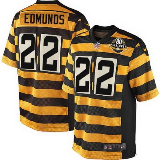 Nike Steelers #22 Terrell Edmunds Yellow Black Alternate Mens Stitched NFL 80TH Throwback Elite Jersey