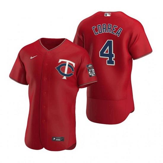 Men Minnesota TWins 4 Carlos Correa Red Flex Base Stitched jersey