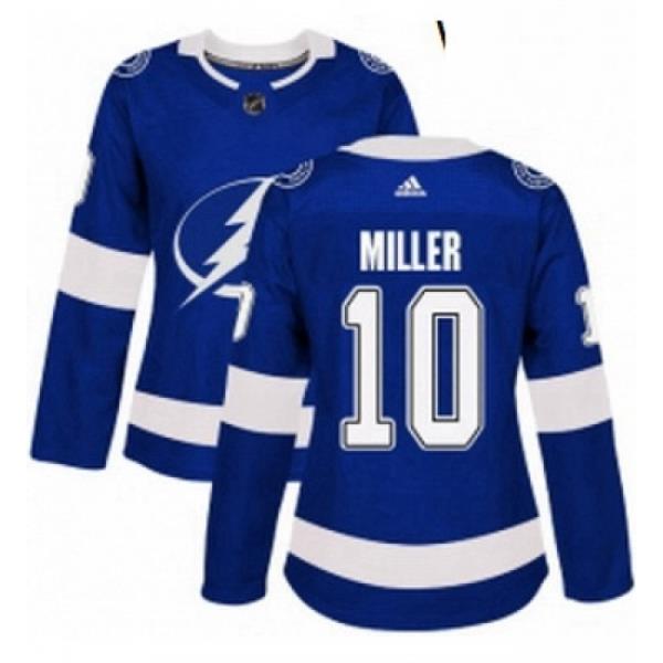 Womens Adidas Tampa Bay Lightning 10 JT Miller Authentic Royal Blue Home NHL Jersey