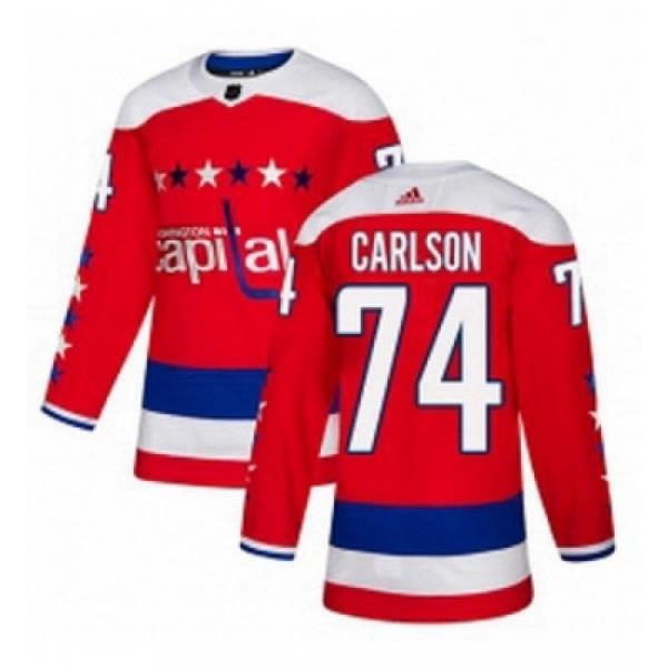 Youth Adidas Washington Capitals 74 John Carlson Authentic Red Alternate NHL Jersey