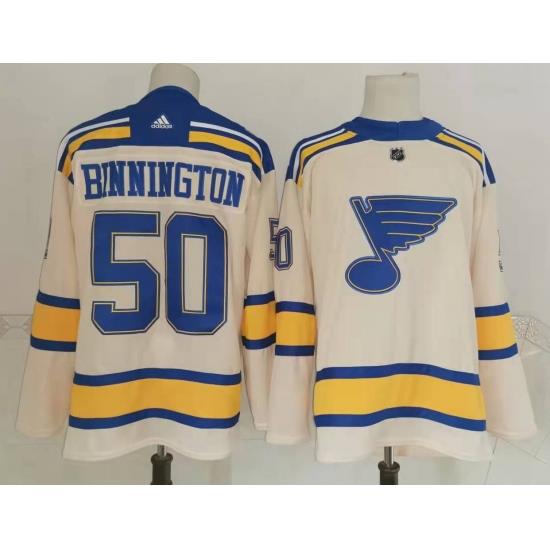 Men St Louis Blues 50 Jordan Binnington Cream 2022 Winter Classic Authentic Jersey
