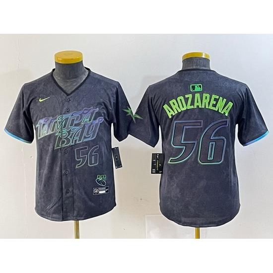 Youth Tampa Bay Rays 56 Randy Arozarena Charcoal 2024 City Connect Limited Stitched Baseball Jersey 1