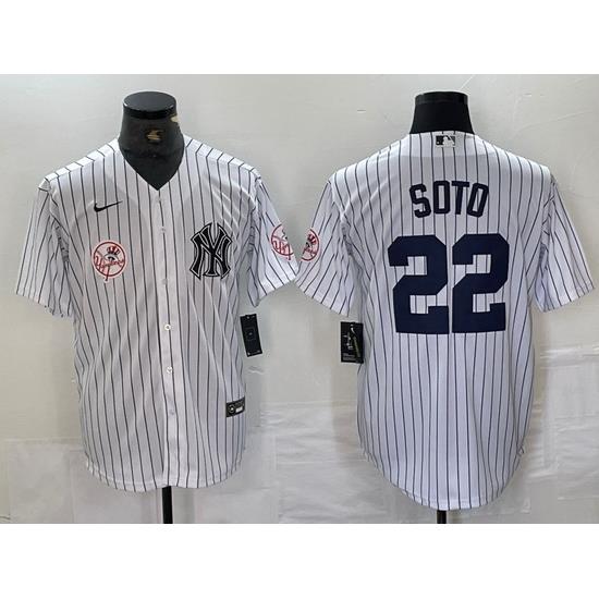 Men NeW York Yankees 22 Juan Soto White Cool Base Stitched Baseball Jersey 4