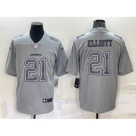 Men Dallas Cowboys 21 Ezekiel Elliott Grey Atmosphere Fashion Stitched Game Jersey