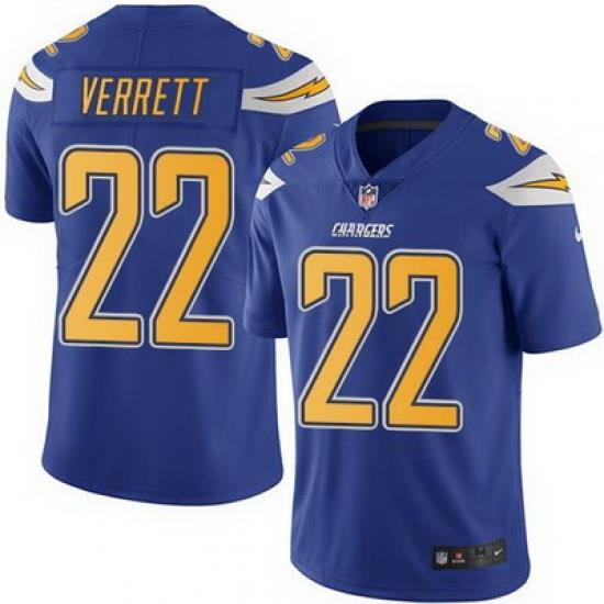 Nike Chargers #22 Jason Verrett Electric Blue Mens Stitched NFL Limited Rush Jersey