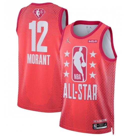 Men 2022 All Star 12 Ja Morant Maroon Stitched Basketball Jersey