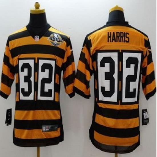 Nike Pittsburgh Steelers #32 Franco Harris Yellow Black Alternate 80TH Throwback Men Stitched NFL Elite Jersey