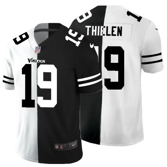 Minnesota Vikings 19 Adam Thielen Men Black V White Peace Split Nike Vapor Untouchable Limited NFL Jersey