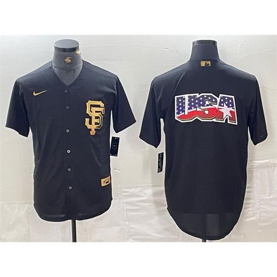 Men San Francisco Giants Black Team Big Logo Cool Base Stitched Baseball Jersey