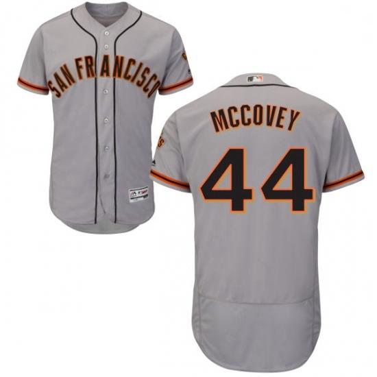 Mens Majestic San Francisco Giants 44 Willie McCovey Grey Road Flex Base Authentic Collection MLB Jersey