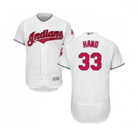 Mens Cleveland Indians 33 Brad Hand White Home Flex Base Authentic Collection Baseball Jersey