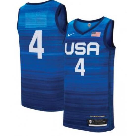 USA Tokyo Olympic Game Blue Basketball Jersey