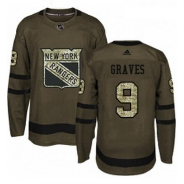 Youth Adidas New York Rangers 9 Adam Graves Premier Green Salute to Service NHL Jersey