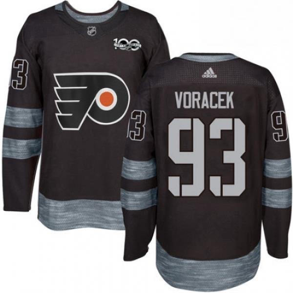 Mens Adidas Philadelphia Flyers 93 Jakub Voracek Authentic Black 1917 2017 100th Anniversary NHL Jersey