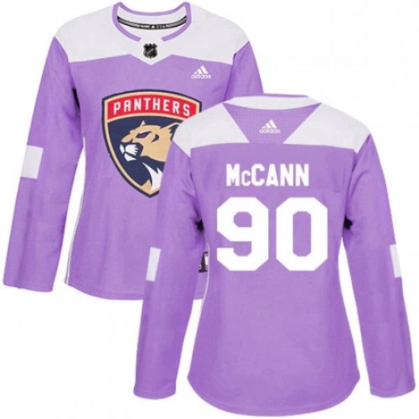 Womens Adidas Florida Panthers 90 Jared McCann Authentic Purple Fights Cancer Practice NHL Jersey