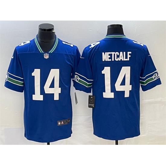 Men Seattle Seahawks 14 DK Metcalf Royal Vapor Untouchable Limited Stitched Football Jersey