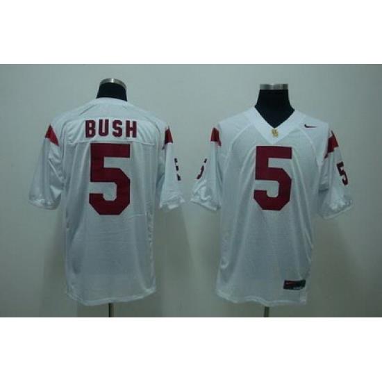 Trojans #5 Reggie Bush White Embroidered NCAA Jersey