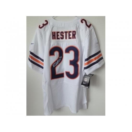 Nike Chicago Bears 23 Devin Hester White Elite Signed NFL Jersey