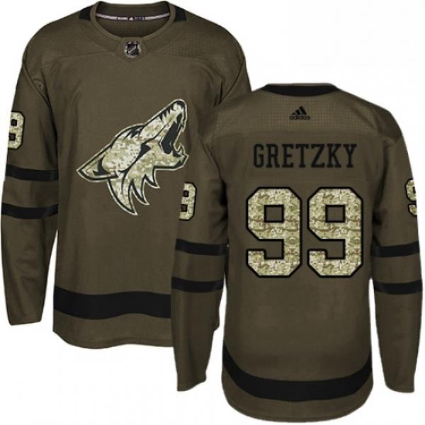 Youth Adidas Arizona Coyotes 99 Wayne Gretzky Authentic Green Salute to Service NHL Jersey