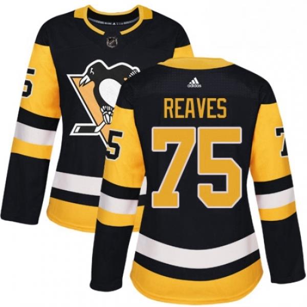 Womens Adidas Pittsburgh Penguins 75 Ryan Reaves Authentic Black Home NHL Jersey