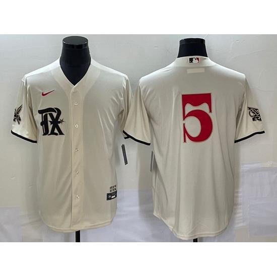 Men's Texas Rangers #5 Corey Seager Cream 2023 City Connect Cool Base Stitched Jersey