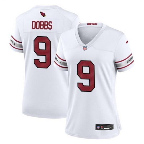 Women Arizona Cardinals 9 Joshua Dobbs White 2023 Stitched Jersey  Run Small