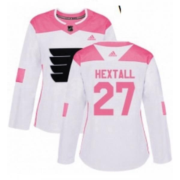 Womens Adidas Philadelphia Flyers 27 Ron Hextall Authentic WhitePink Fashion NHL Jersey