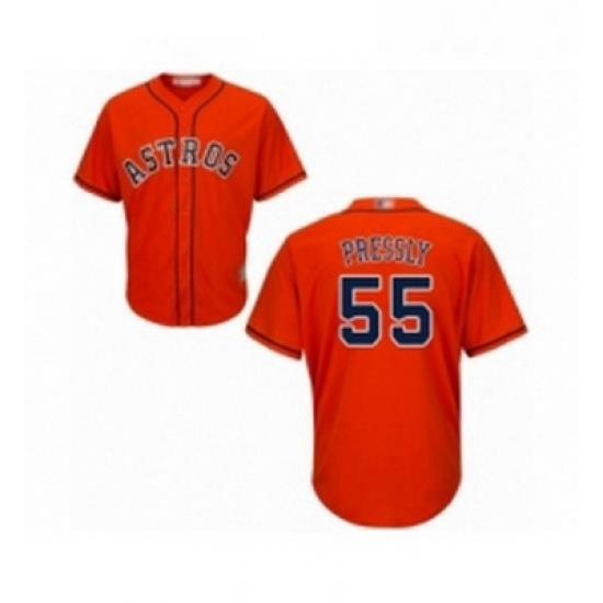 Youth Houston Astros 55 Ryan Pressly Authentic Orange Alternate Cool Base Baseball Jersey