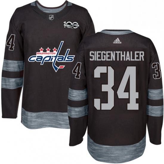 Mens Adidas Washington Capitals 34 Jonas Siegenthaler Authentic Black 1917 2017 100th Anniversary NHL Jersey