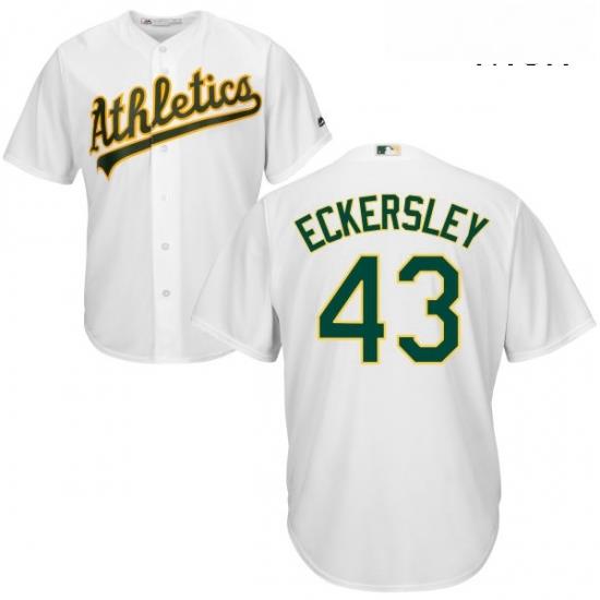 Mens Majestic Oakland Athletics 43 Dennis Eckersley Replica White Home Cool Base MLB Jersey