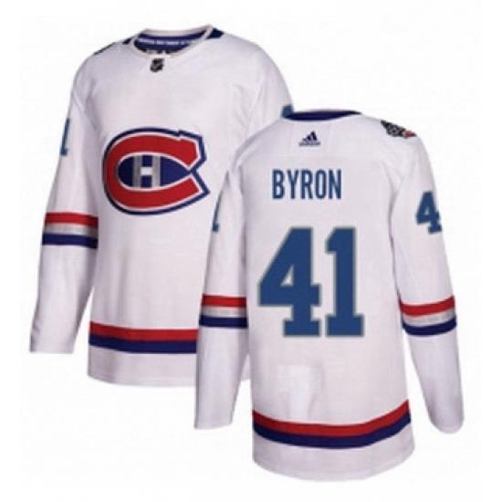 Mens Adidas Montreal Canadiens 41 Paul Byron Authentic White 2017 100 Classic NHL Jersey