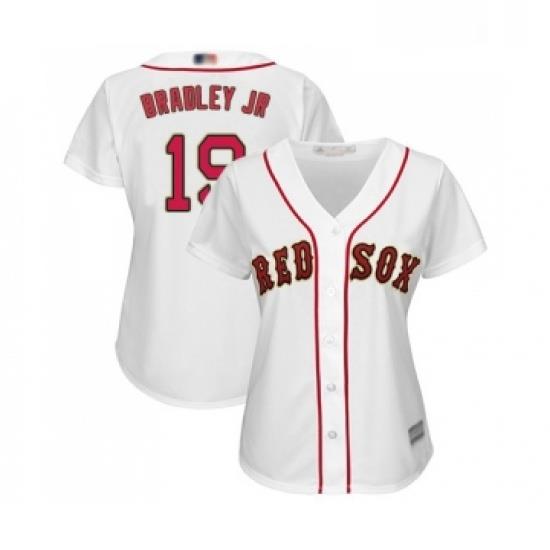 Womens Boston Red Sox 19 Jackie Bradley Jr Authentic White 2019 Gold Program Cool Base Baseball Jersey