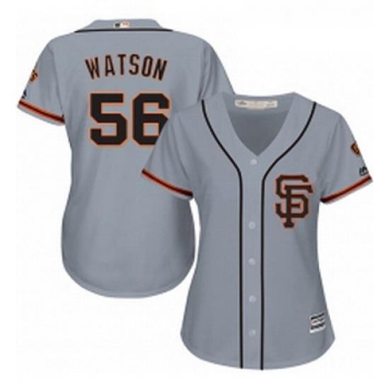 Womens Majestic San Francisco Giants 56 Tony Watson Replica Grey Road 2 Cool Base MLB Jersey