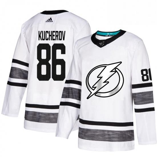 Mens Adidas Tampa Bay Lightning 86 Nikita Kucherov White 2019 All Star Game Parley Authentic Stitched NHL Jersey