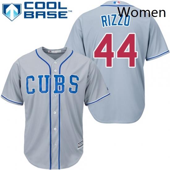 Womens Majestic Chicago Cubs 44 Anthony Rizzo Authentic Grey Alternate Road MLB Jersey