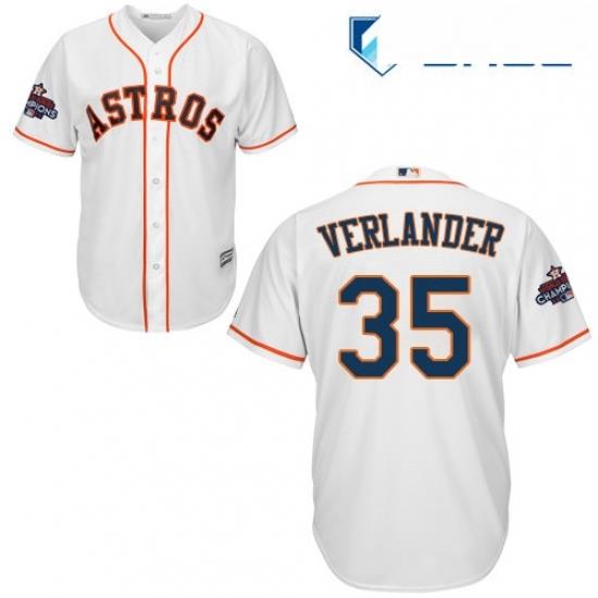 Youth Majestic Houston Astros 35 Justin Verlander Replica White Home 2017 World Series Champions Cool Base MLB Jersey