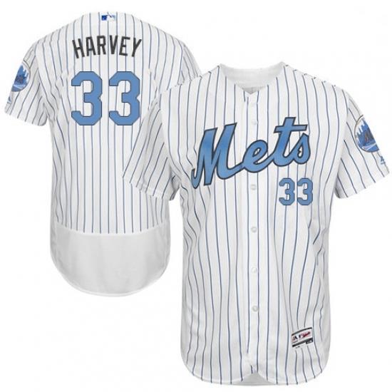 Mens Majestic New York Mets 33 Matt Harvey Authentic White 2016 Fathers Day Fashion Flex Base MLB Jersey