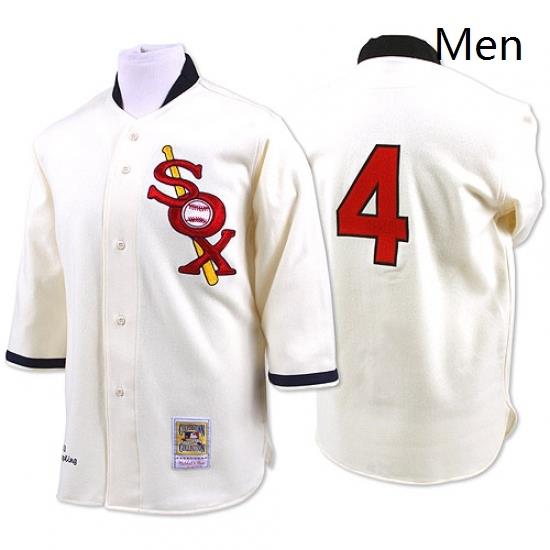 Mens Mitchell and Ness Chicago White Sox 4 Luke Appling Replica Cream Throwback MLB Jersey