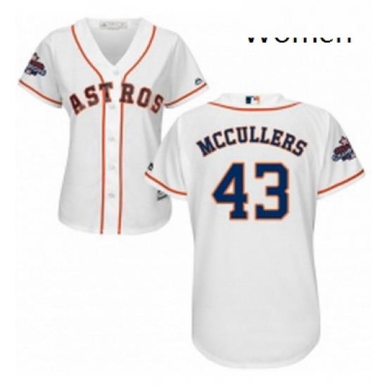 Womens Majestic Houston Astros 43 Lance McCullers Replica White Home 2017 World Series Champions Cool Base MLB Jersey
