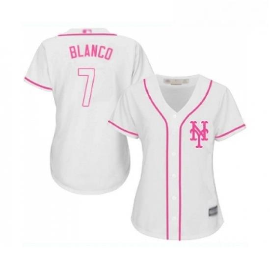 Womens New York Mets 7 Gregor Blanco Authentic White Fashion Cool Base Baseball Jersey