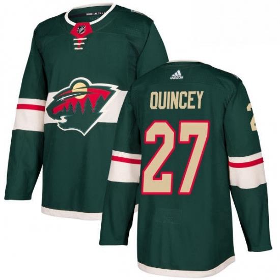 Mens Adidas Minnesota Wild 27 Kyle Quincey Premier Green Home NHL Jersey