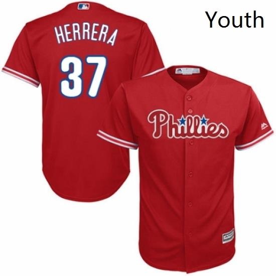 Youth Majestic Philadelphia Phillies 37 Odubel Herrera Authentic Red Alternate Cool Base MLB Jersey