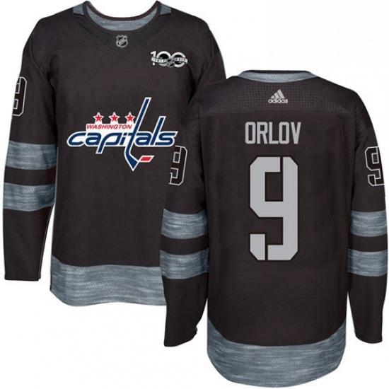 Mens Adidas Washington Capitals 9 Dmitry Orlov Authentic Black 1917 2017 100th Anniversary NHL Jersey